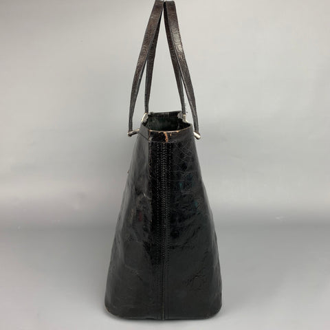 REYNA ICAZA Montecito Black Leather Alligator Tote Handbag