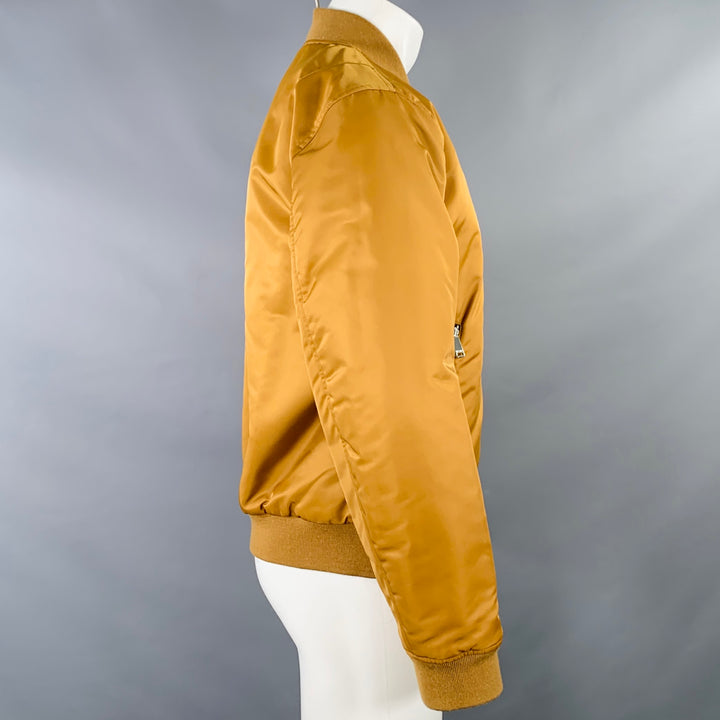 7 FOR ALL MANKIND Size M Black Mustard Reversible Nylon Bomber Jacket