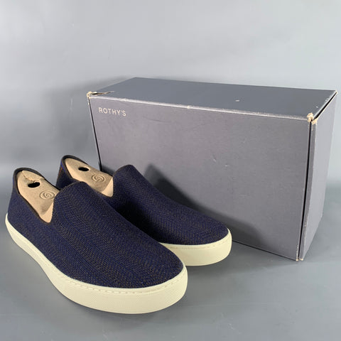 ROTHY'S Size 13 Navy Orange Wool Blend Slip On Sneakers