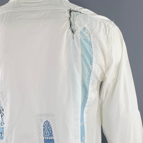 KAPITAL KOUNTRY SS21 Size L White Blue Patchwork Cotton Embroidered Long Sleeve Shirt