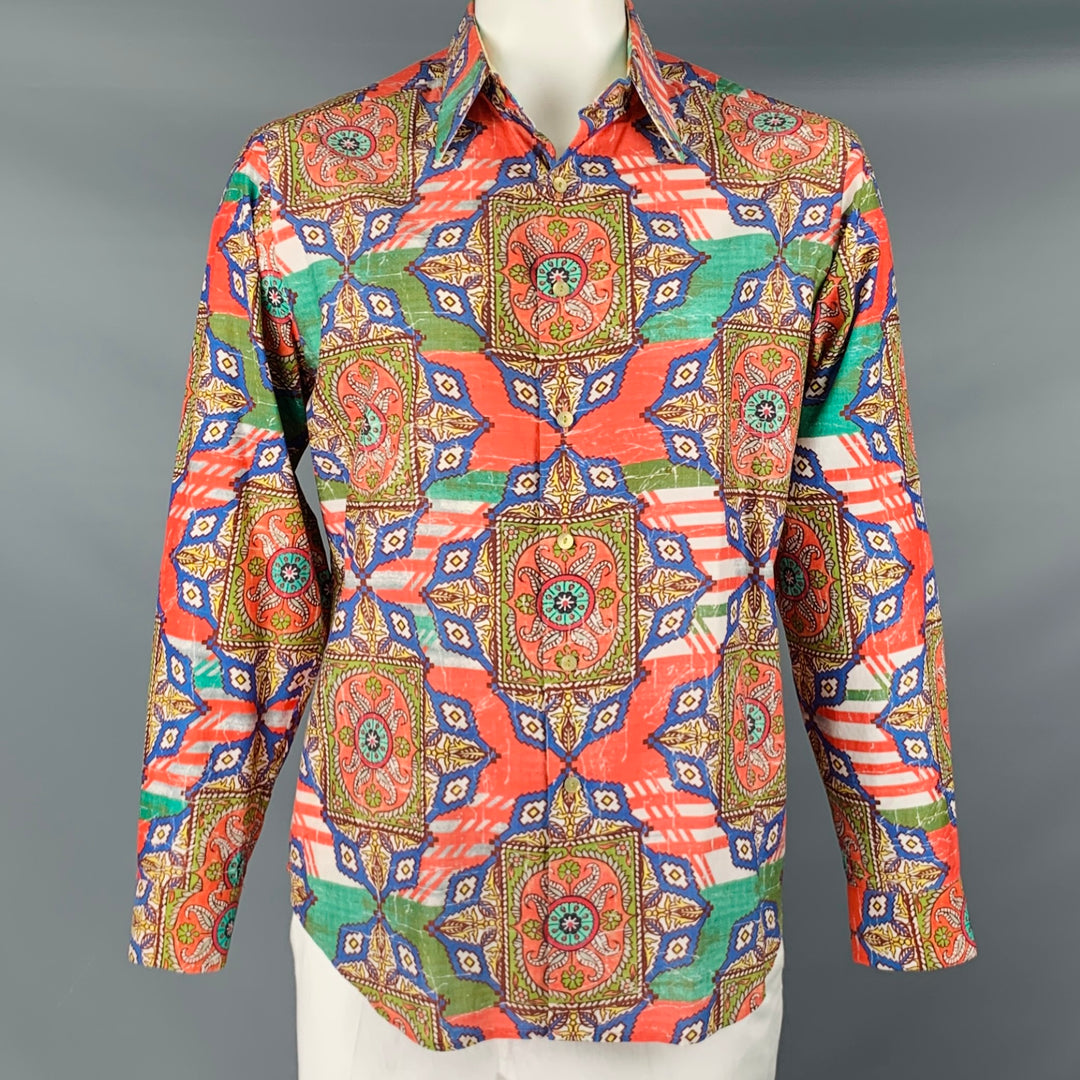 ROBERT GRAHAM Size L Multi Color Print Cotton Button Up Long Sleeve Shirt