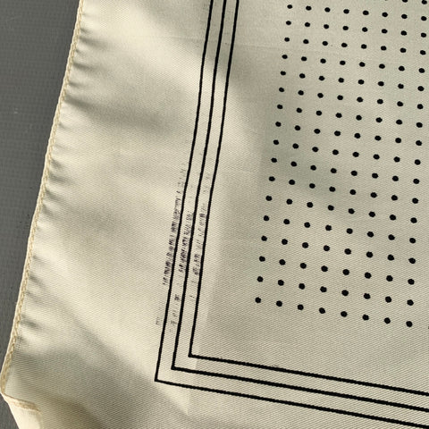 TURNBULL & ASSER Cream Black Polka Dot Silk Pocket Square