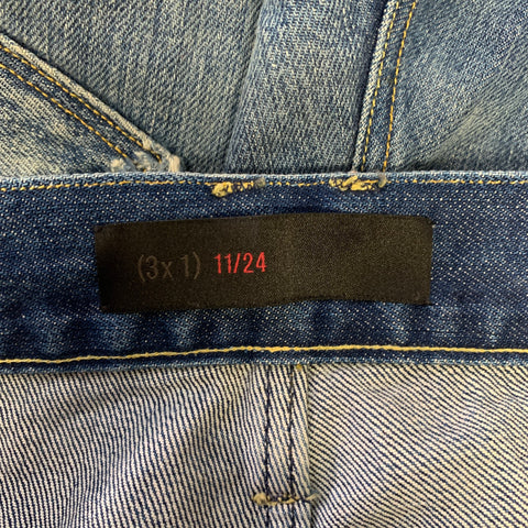 3 X 1 Size 34 Blue Stone Wash Button Fly Jeans