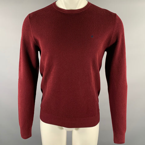 PURIFCACION GARCIA Size S Burgundy Waffle Knit Cotton Ribbed Long Sleeve Shirt