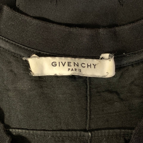 GIVENCHY Size XXS Black Logo Cotton Distressed T-shirt