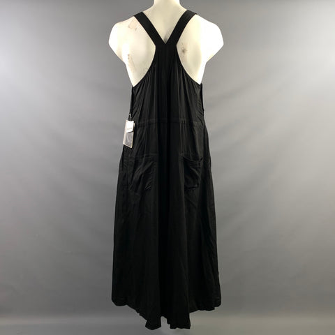 YOHJI YAMAMOTO AW2015 Size L Black Pleated Cupro Overall Jumpsuit
