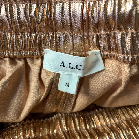 A.L.C. Size M Copper Linen Metallic Elastic Waistband Shorts
