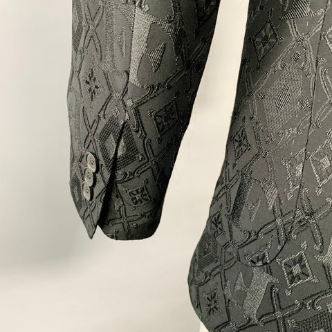 GIANFRANCO FERRE Size 36 Black Jacquard Viscose Blend Sport Coat