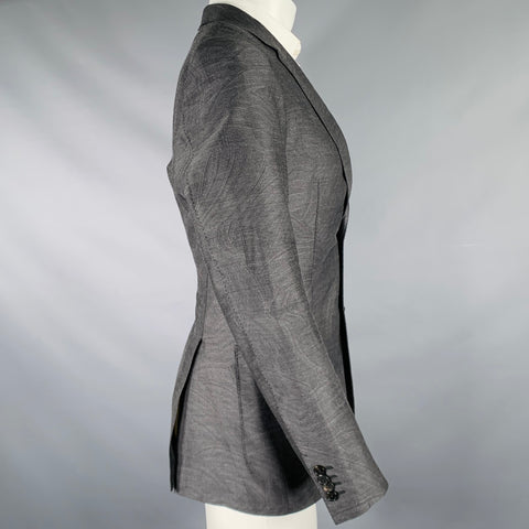 LOUIS VUITTON Veste de sport en laine et soie gris à motifs tourbillons Taille 40
