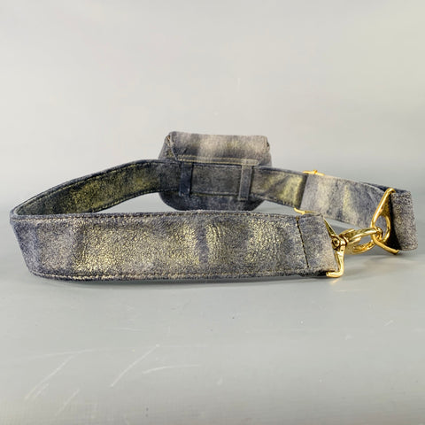 JAMES DRAKE Grey Gold Metallic Leather Micro Belt Bag