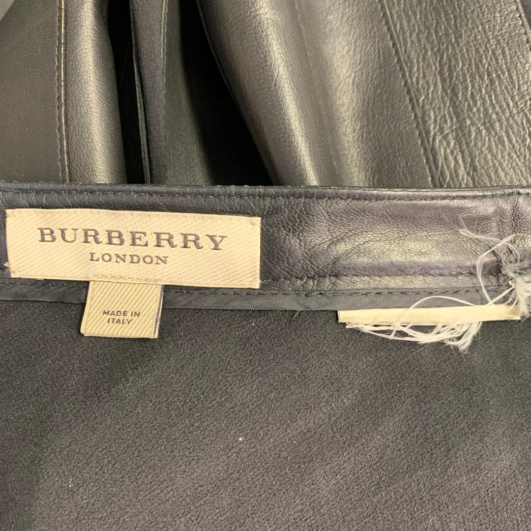 BURBERRY LONDON Size 2 Black Silk Pleated Midi Skirt