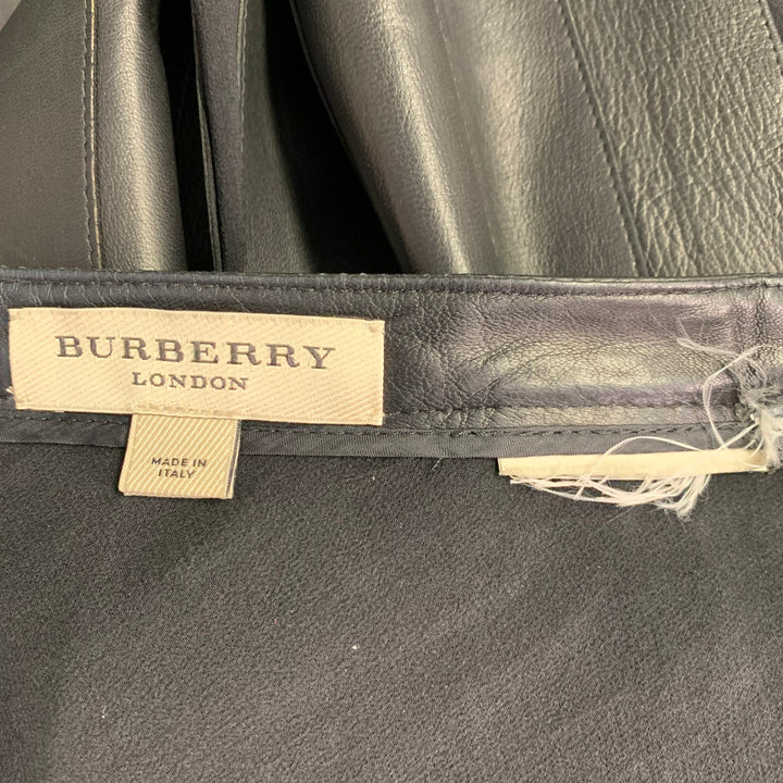 BURBERRY LONDON Size 2 Black Silk Pleated Midi Skirt