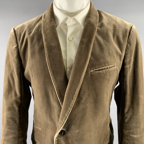 HAIDER ACKERMANN Size M Grey Beige Velvet Cotton Spandex Blazer Jacket