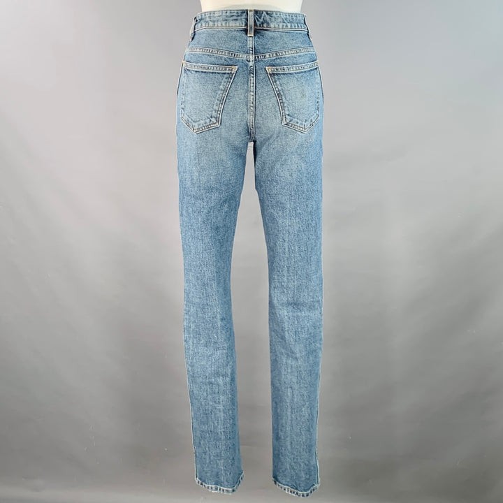 KHAITE Size 26 Daria Blue Cotton Blend High Waisted Slim Straight Jeans
