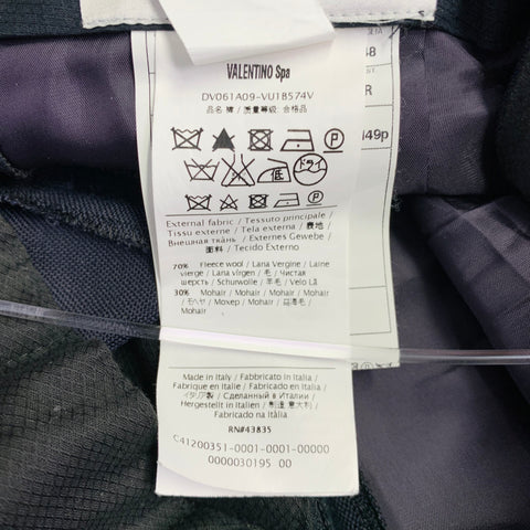 VALENTINO Size 32 Navy Wool Mohair Velvet Stripe Pleated Button Fly Tuxedo Dress Pants