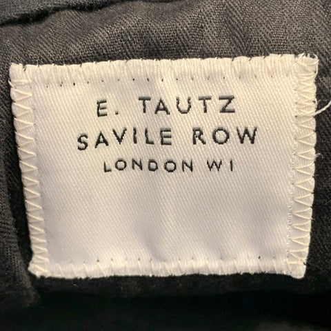 E. TAUTZ Size 32 Blue Navy Jacquard Wool Silk Tapered Dress Pants