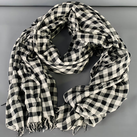 INOUITOOSH Black White Blue Gingham Cotton Scarf
