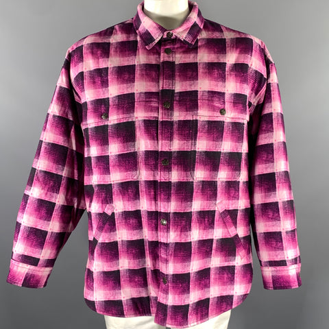ACNE STUDIOS Size 40 Pink Purple Plaid Cotton Shirt Jacket Jacket