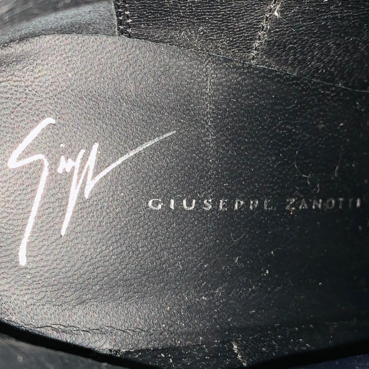 GIUSEPPE ZANOTTI Size 7.5 Silver Black Sequined Back Zip Booties