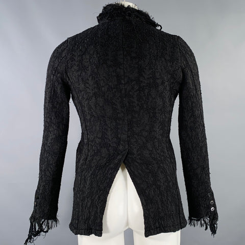 A TENTATIVE ATELIER Size 38 Black Textured Wool Blend Raw Edge Jacket