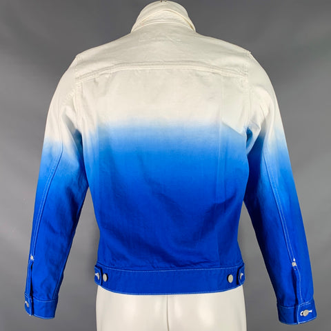 GANRYU Size S Blue White Ombre Cotton Trucker Jacket