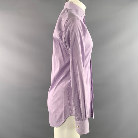 HAMILTON Size S White Lilac Stripe Spread Collar Long Sleeve Shirt