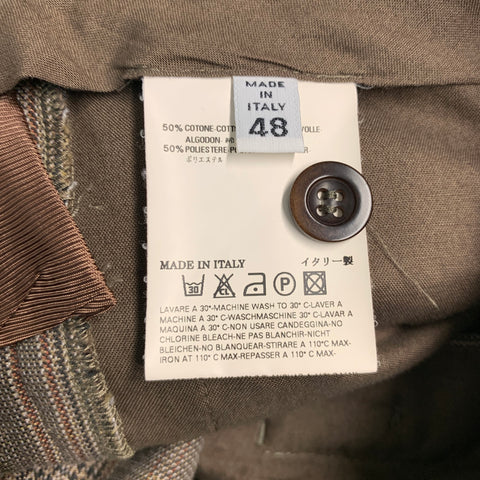 MARTIN MARGIELA Size 30 Taupe Plaid Cotton Blend Button Fly Dress Pants