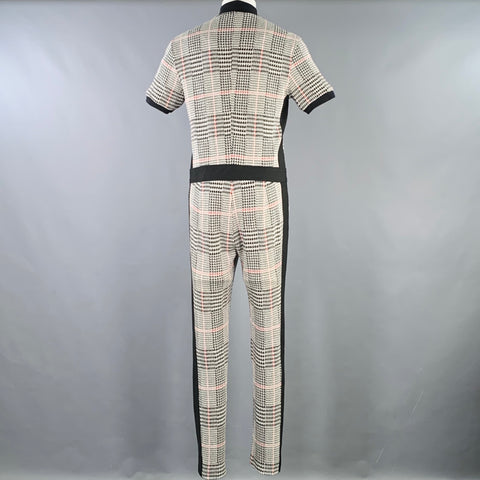 MR TURK Size M White Black Red Glenplaid Cotton Blend Jumpsuit