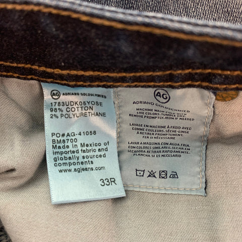 ADRIANO GOLDSCHMIED Size 33 Blue Washed Cotton Polyurethane Slim Jeans