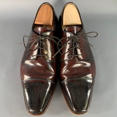 GIOVACCHINI Size 10.5 Mike Brown Leather Ombre Cap Toe Lace-Up Shoes