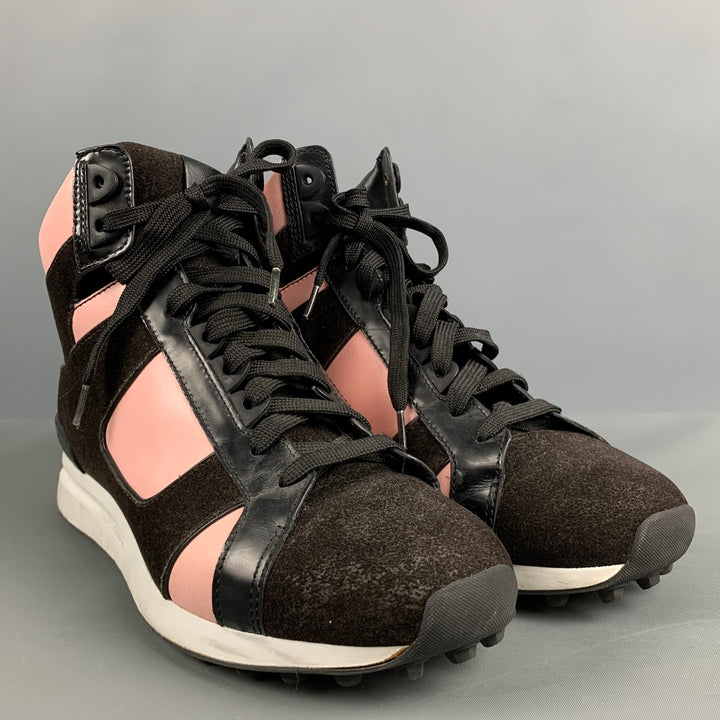 3.1 PHILLIP LIM Talla 9.5 Zapatillas altas con bloques de color de cuero negro y rosa