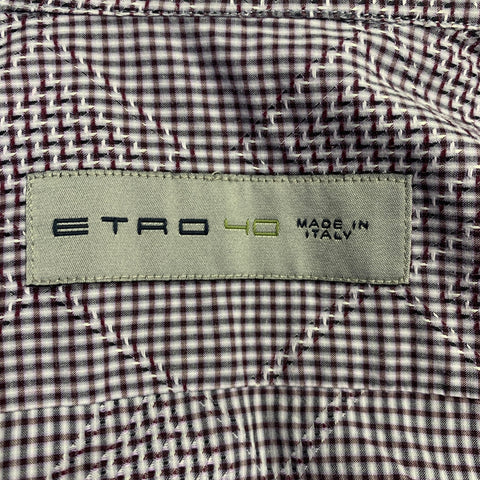 ETRO Size M Purple Checkered Cotton Button Up Long Sleeve Shirt