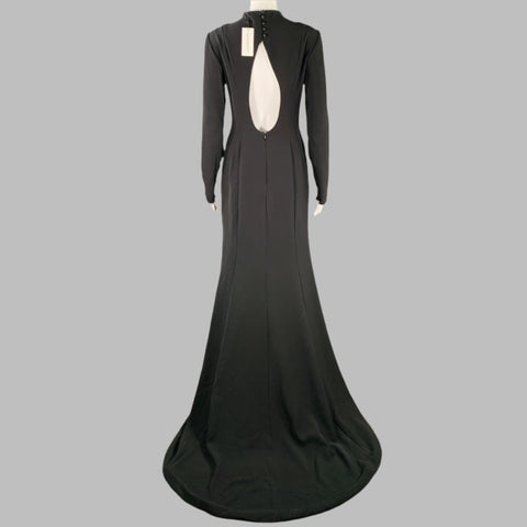 KAMPERETT Size S Arc Black Long Sleeve Keyhole Back Evening Gown