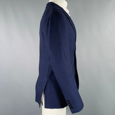 ERMENEGILDO ZEGNA Size 38 Navy Black Wool Silk Nailhead Sport Coat