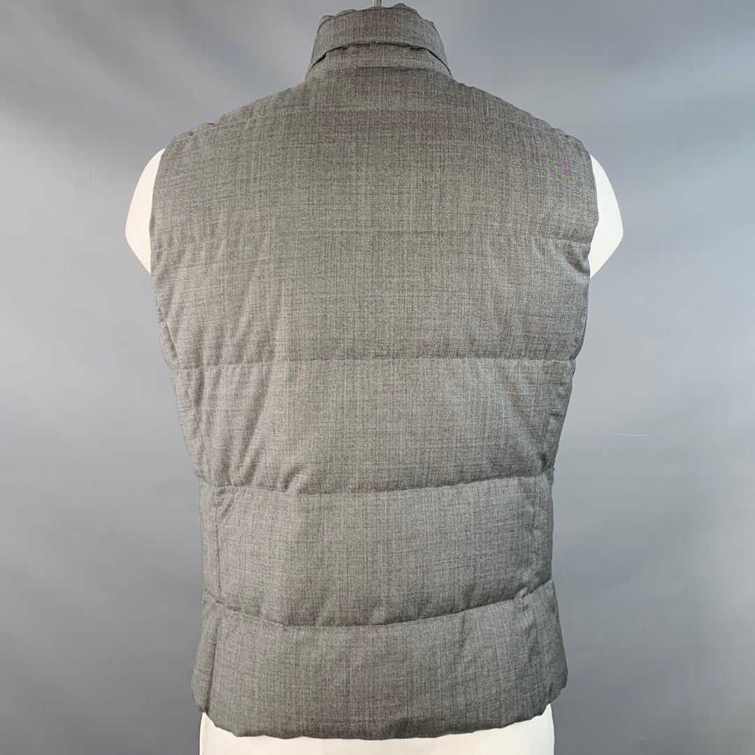 BRUNELLO CUCINELLI Size XL Grey Heather Wool Padded Buttoned Vest