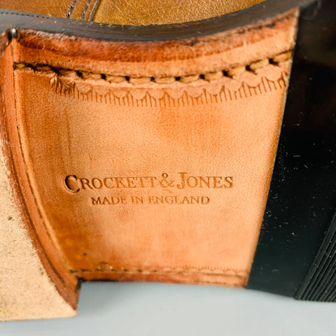 CROCKETT & JONES Size 10 Brown Leather Cap Toe Boots