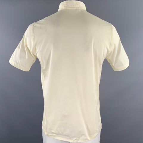 BRIONI Size XL Cream Pique Cotton Polo