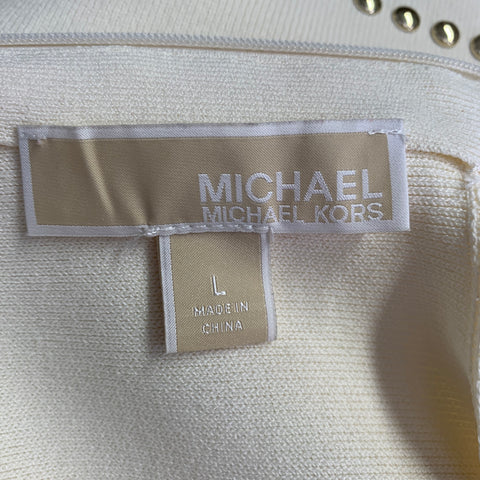 MICHAEL by MICHAEL KORS Size L Cream Gold Viscose Studded Sleeveless Dress