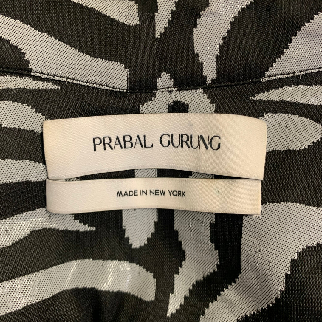 PRABAL GURUNG Size S Black Silver Animal Print Long Shirt