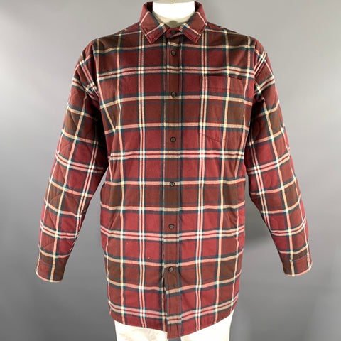 ACNE STUDIOS Size 42 Burgundy Green Beige Plaid Polyester Cotton Jacket