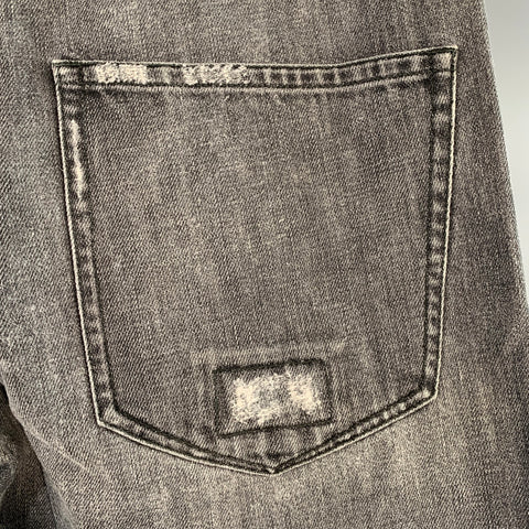 BURBERRY BRIT Size 33 Steadman Grey Twill Cotton Straight Slim Distressed Jeans