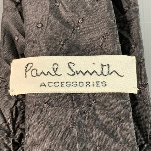 PAUL SMITH One Size Black Wrinkled Dots Silk Tie