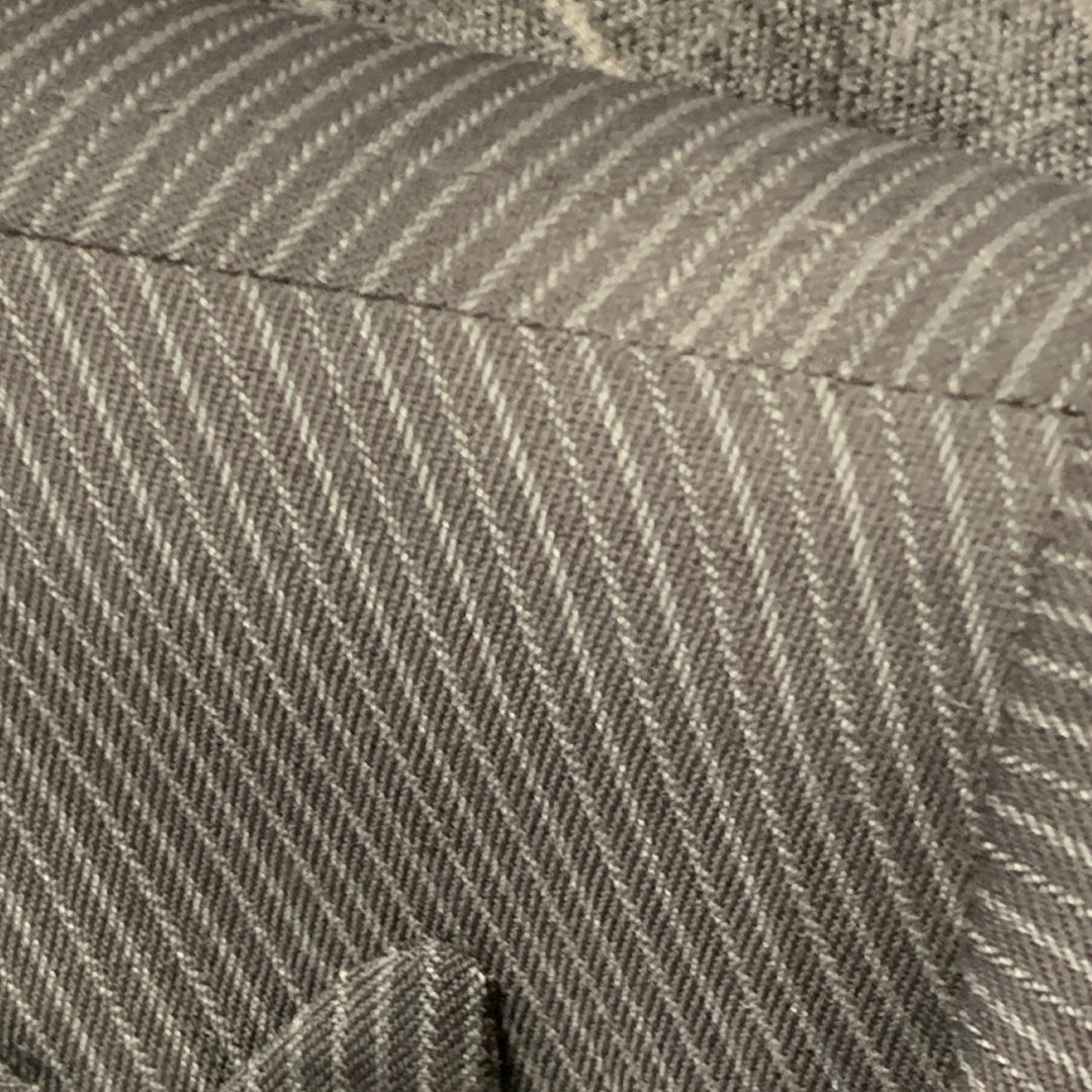 ASTOR & BLACK Size 44 Black Grey Stripe Single Breasted Peak Lapel 3 Piece Suit