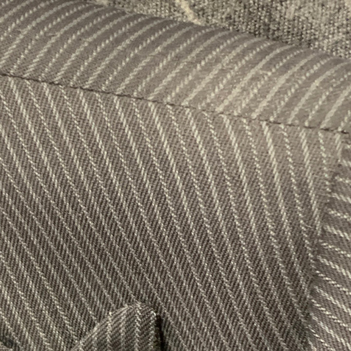 ASTOR & BLACK Size 44 Black Grey Stripe Single Breasted Peak Lapel 3 Piece Suit