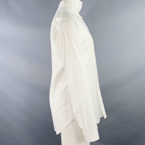 SANDRO Size M White Cotton Hidden Buttons Long Sleeve Shirt