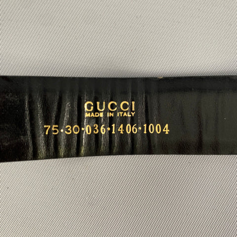 GUCCI Waist Size 30 Black Gold Leather Belt