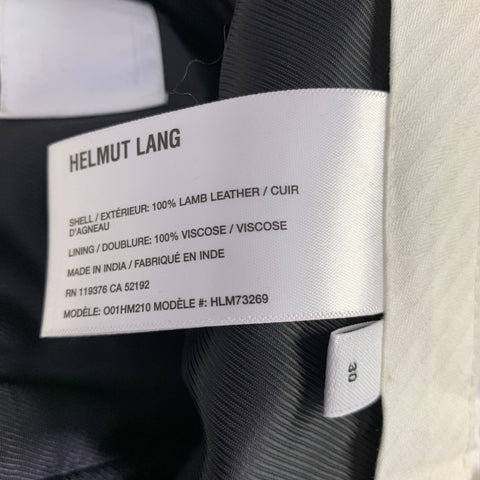 HELMUT LANG Size 30 Black Lambskin Leather Side Zippers Car Shorts