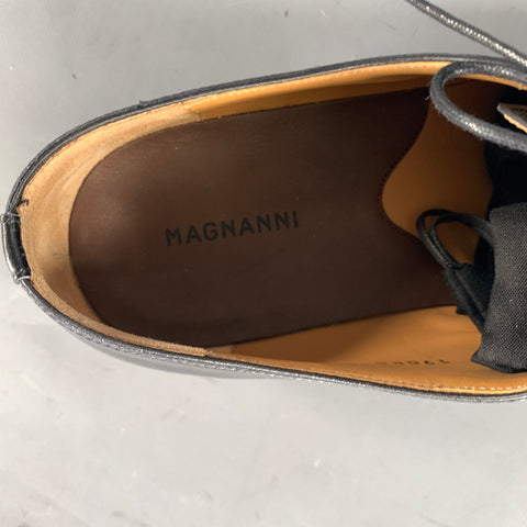 MAGNANNI Size 11.5 Black Solid Leather Lace Up Shoes
