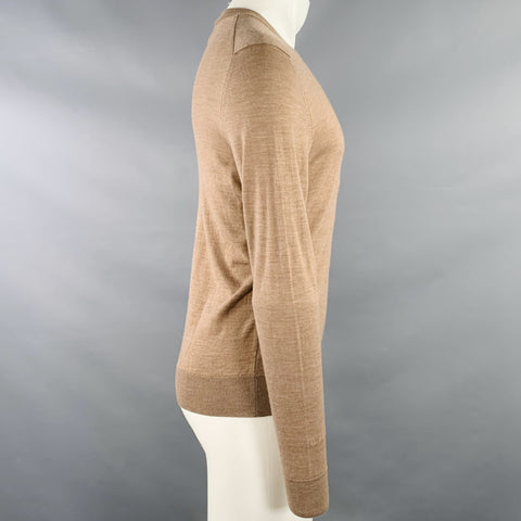 PAUL SMITH Size M Beige Knit Merino Wool V-Neck Pullover