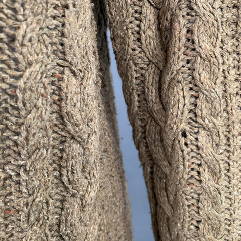 POLO by RALPH LAUREN Size XL Tan Cable Knit Cotton Blend Crew Neck Sweater